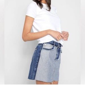 7 for all Mankind Skirt Mini Denim Jean Inside Out Patchwork Freyed Edges 29/8